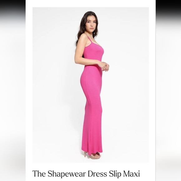 Popilush hot pink slip dress with body shaper - Picture 1 of 8